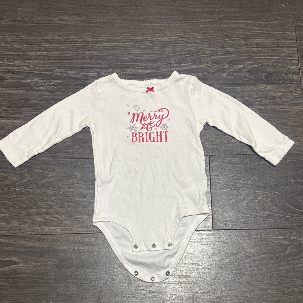 2/$10 Carter's White and Pink Festive Bodysuit